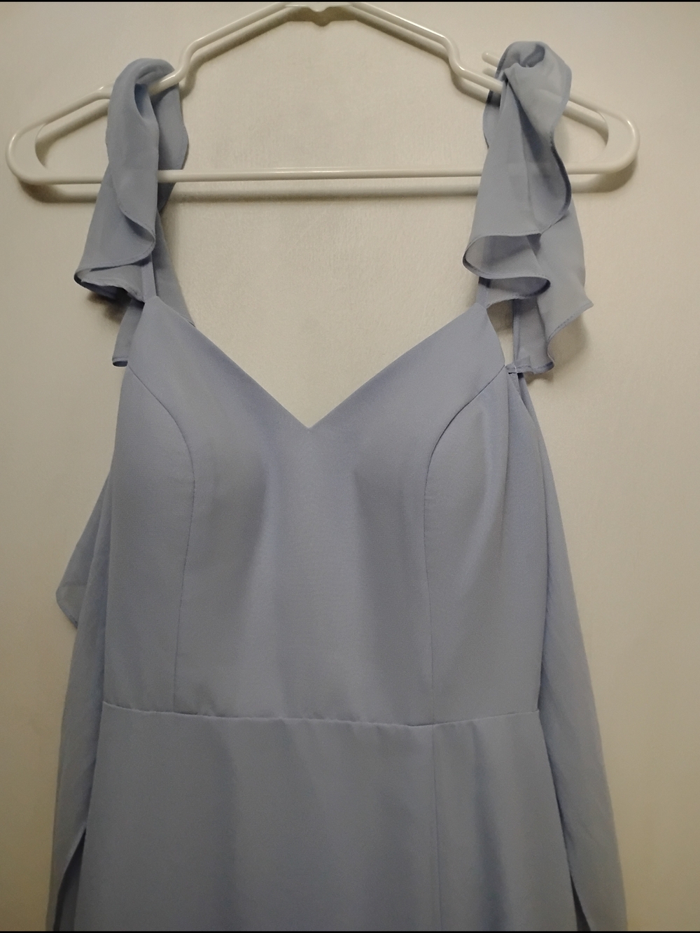 Azazie Light Blue Ruffle Strap Gown
